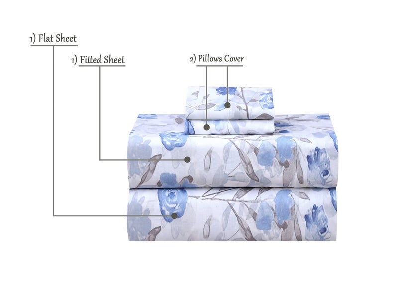RUVANTI 100% Cotton Full Size Bed Sheets  4 Pieces  Soft & Breathable Percale Weave Bedding  Deep Pocket 16""  Hotel Standard  Crisp Cool Feel  Durable  Perfect Sheet Set Floral  Monotones - Image 5